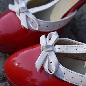 Vintage Red Heels with White Bows